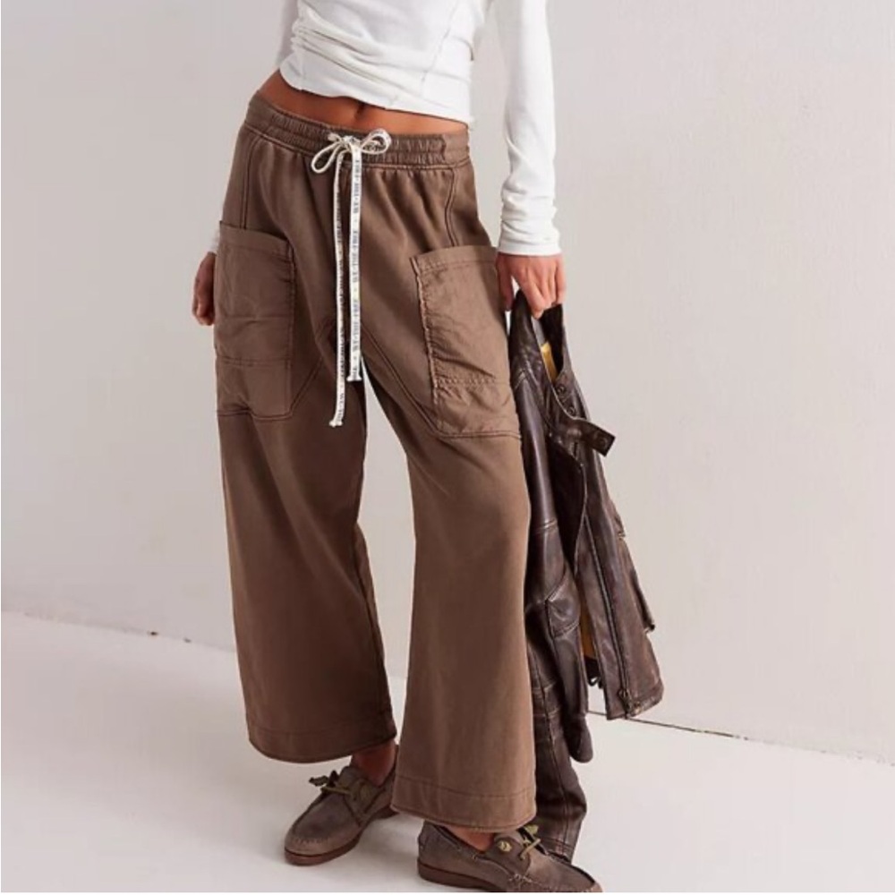 Free People We The Free Jet Set Knit Pull-On Pants Brown Bear M